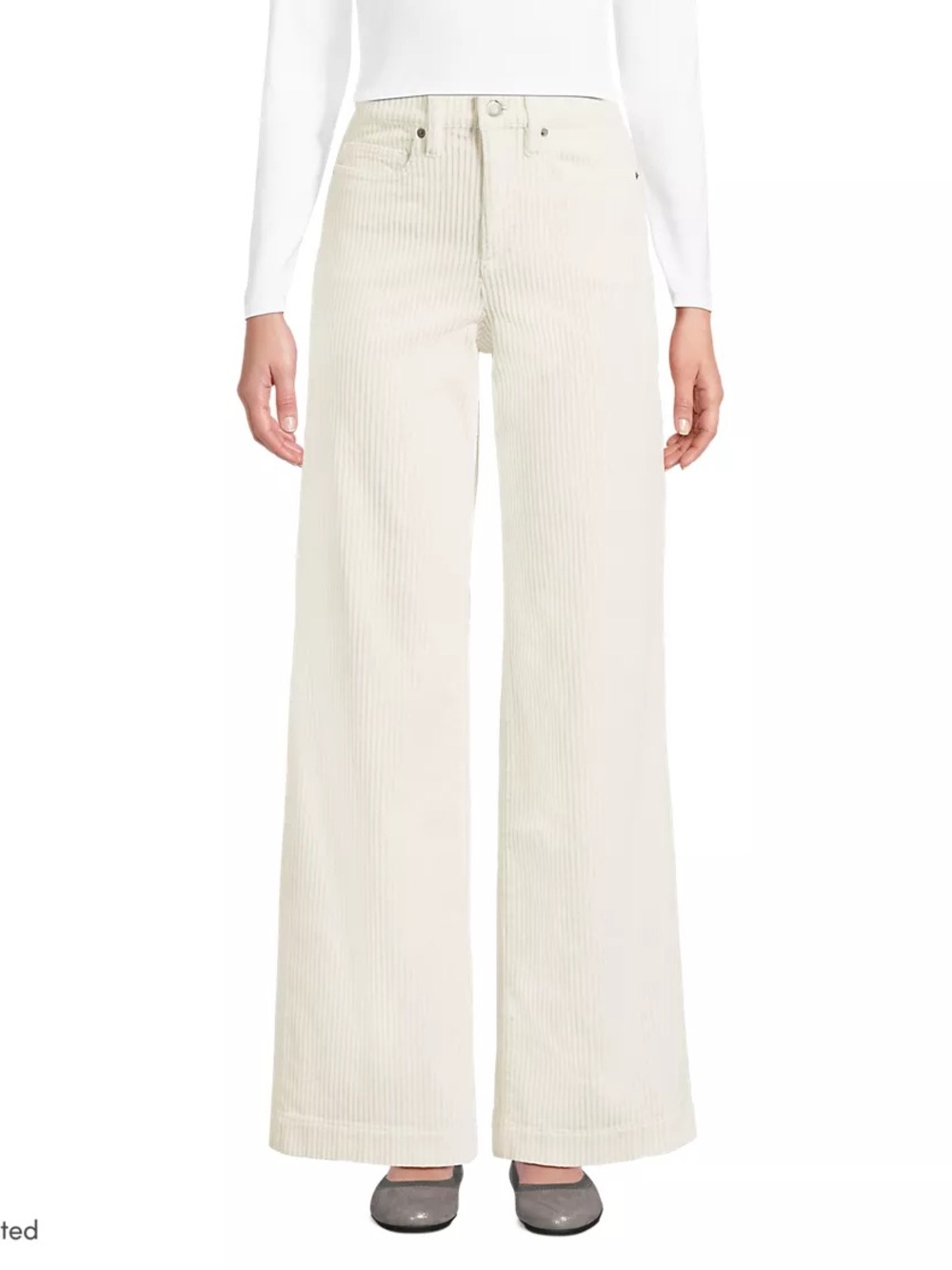 Women's High Rise Wide Leg Corduroy Pants Ivory